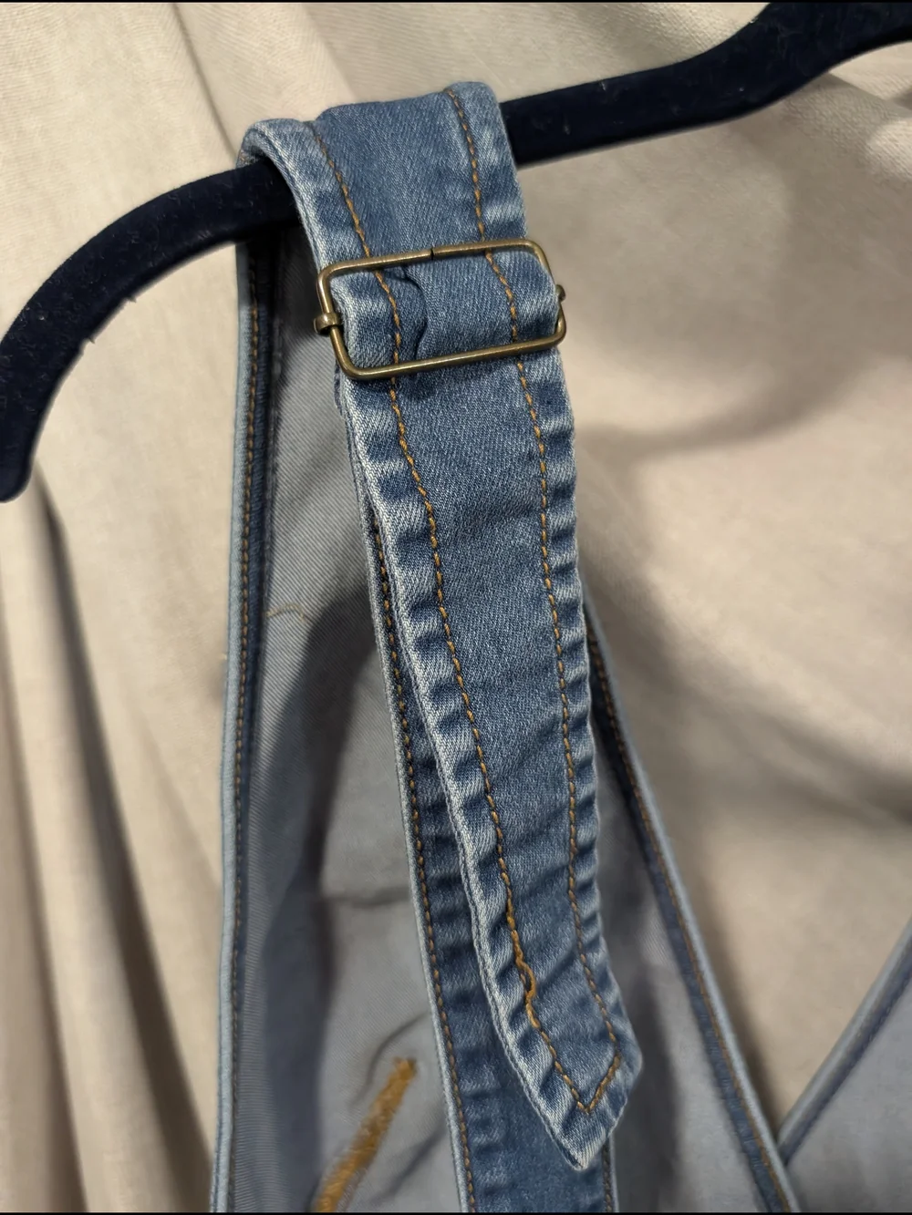 Free People Blue Denim Overall V Neck Mini Festival Dress